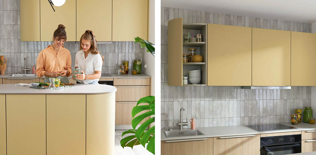 Schuller Kitchens Lineo Door in Sand Yellow Satin