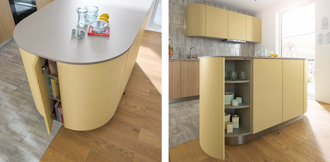 Schuller Kitchens Lineo Sand Yellow Satin - Curved Doors