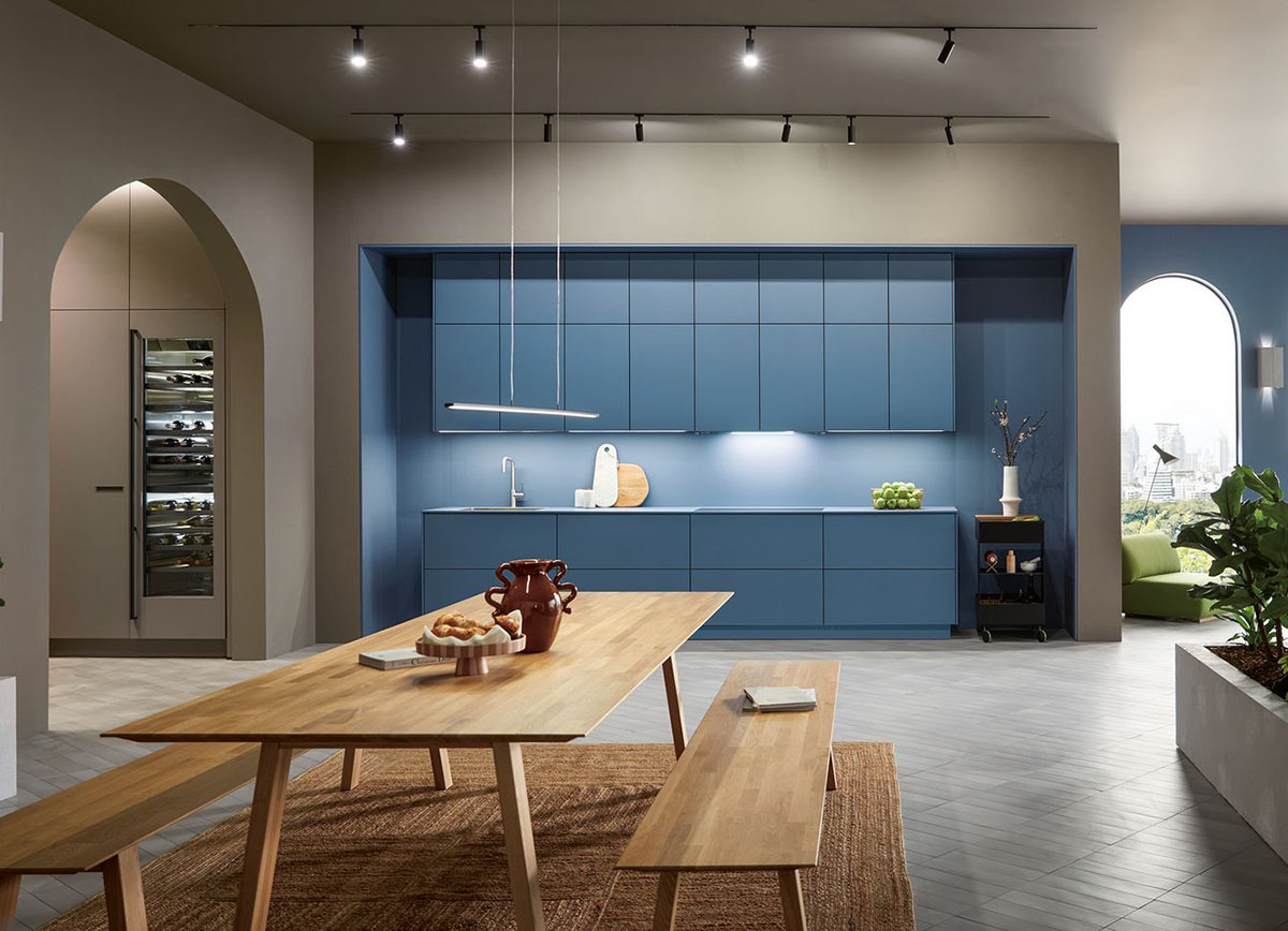 NX510 Azure Blue Matt Velvet German Kitchen